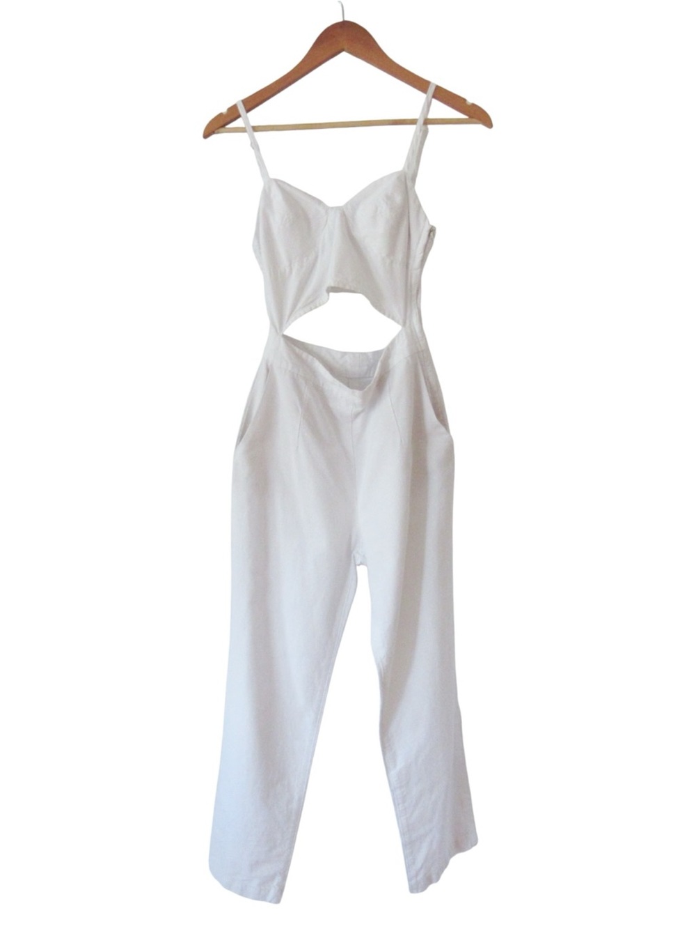 3x1 NYC Wide Leg High Rise Jumpsuit Small Cutout Sleeveless Adjustable Straps